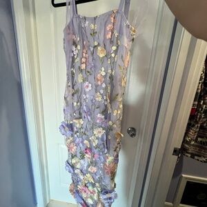 Floral Embroidered Lilac Dress